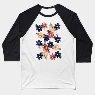 cartoon flowers mix color Baseball T-Shirt